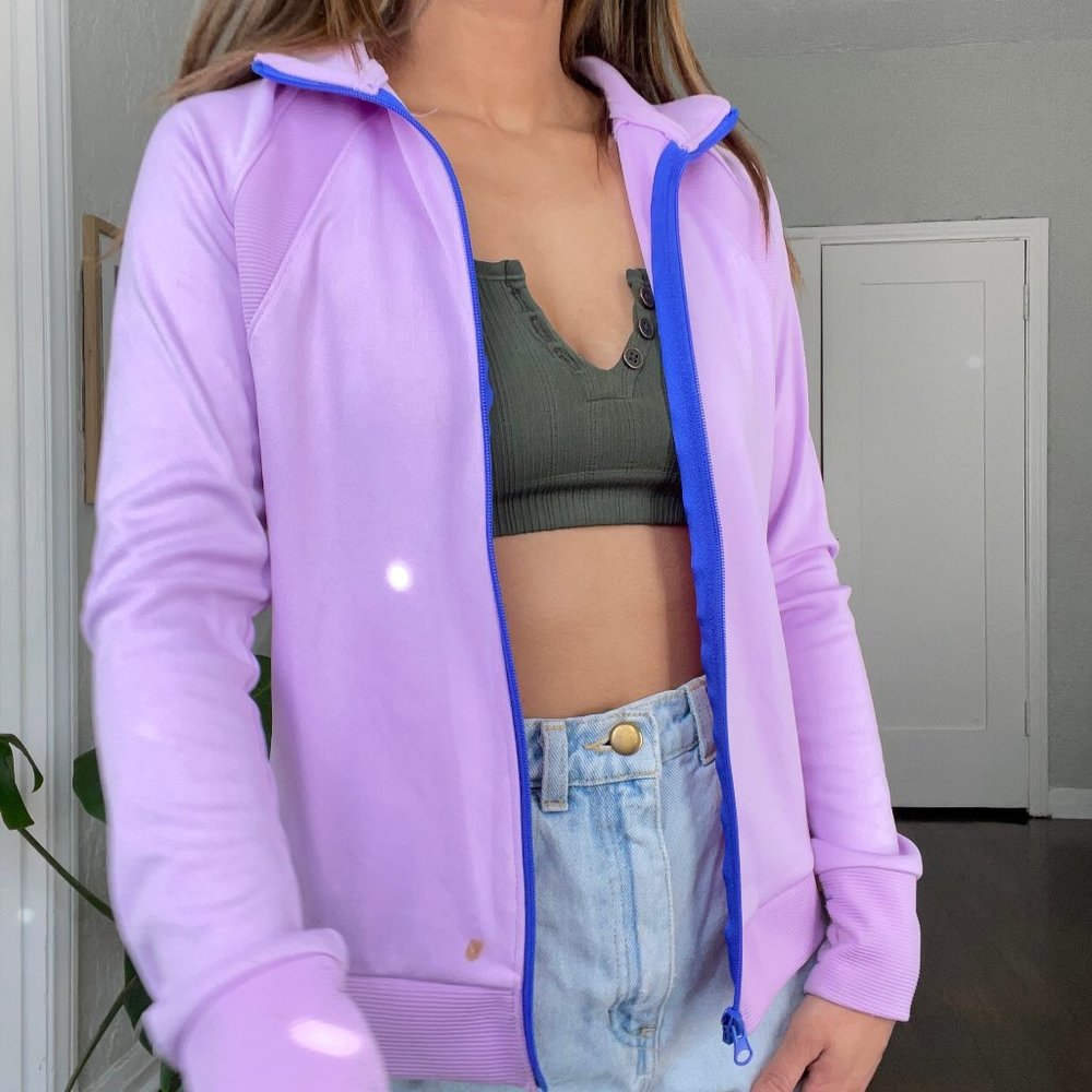 Champion Purple Solid Long Sleeve Zip Up Active Jacket